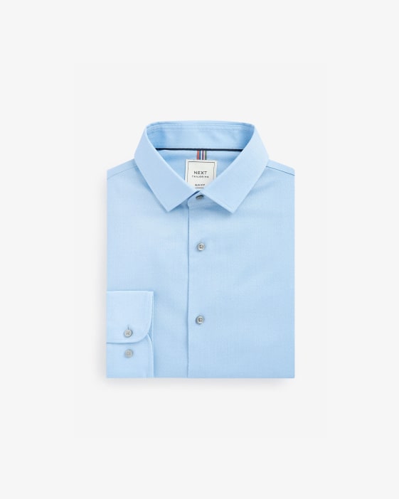 Blue Easy care textured shirt 